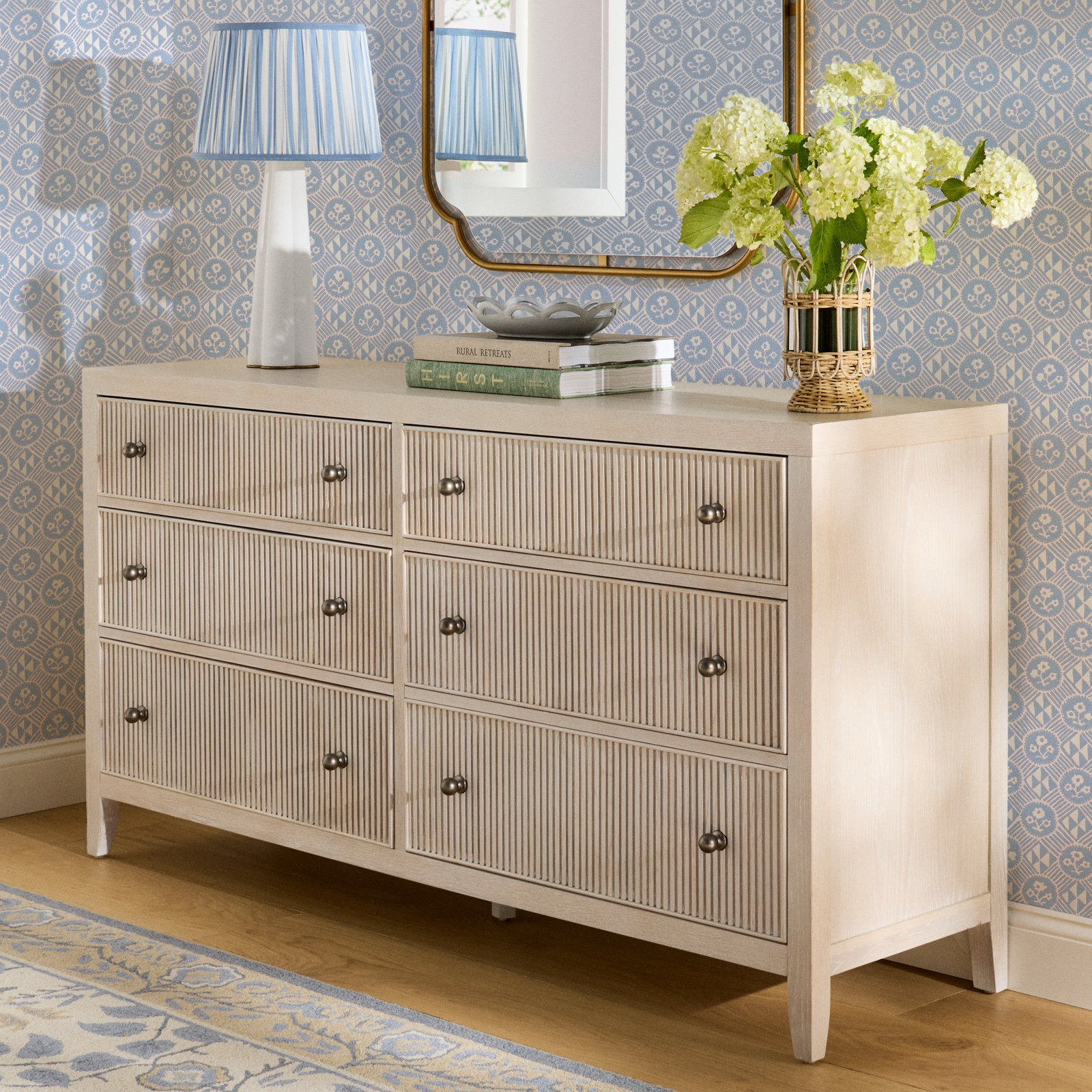 Caterina 6-Drawer Dresser, White Oak