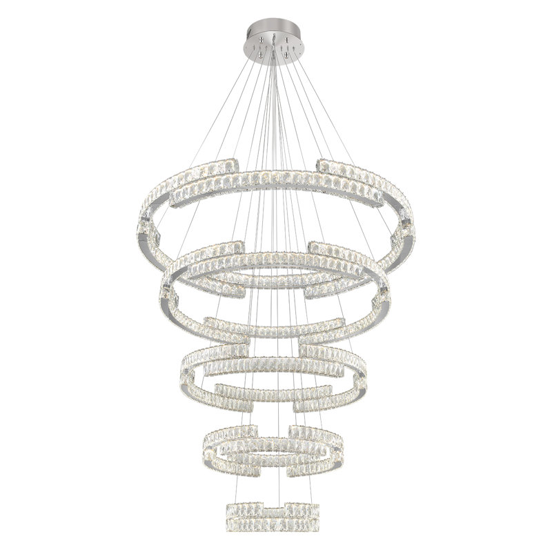 Lustre en cristal argenté à 5 couches D47 "x H118" 2700k - 6000k