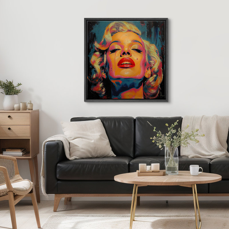«Pop Urban Street Moody Portrait» par Marilyn Monroe, œuvre d'art sur toile encadrée, Cadre noir, H 24 po x l 24 po