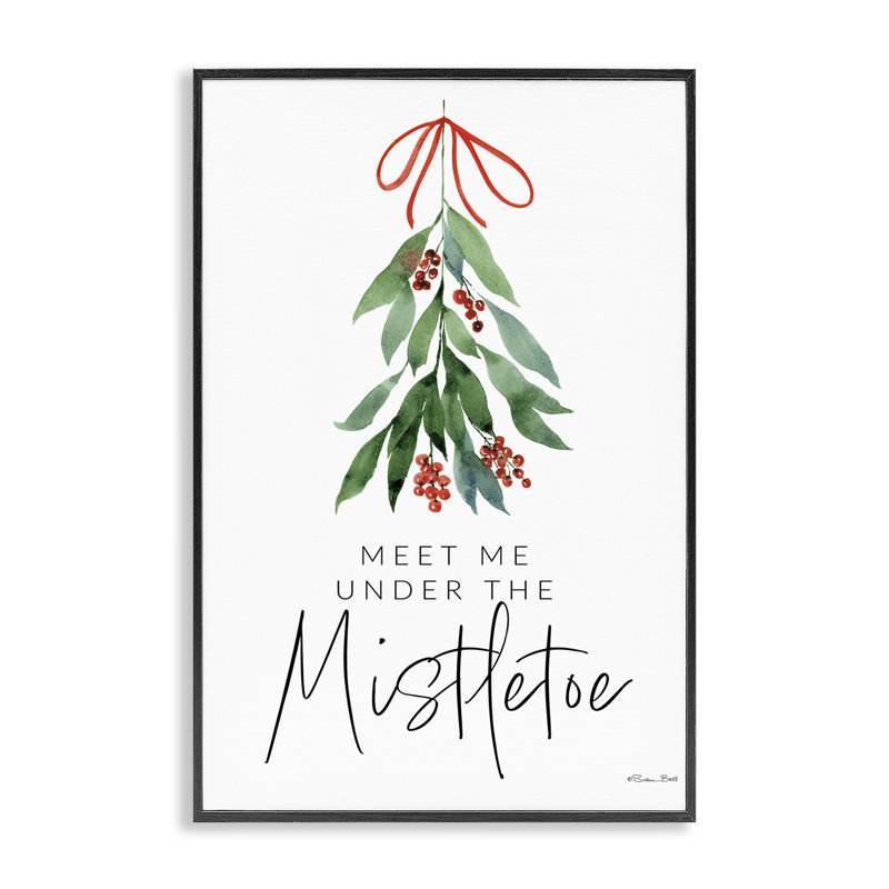 «Meet Me Under Mistletoe», art de la giclée encadrée par Susan Ball, H 30 po x l 20 po, Giclée encadrée noir minuit