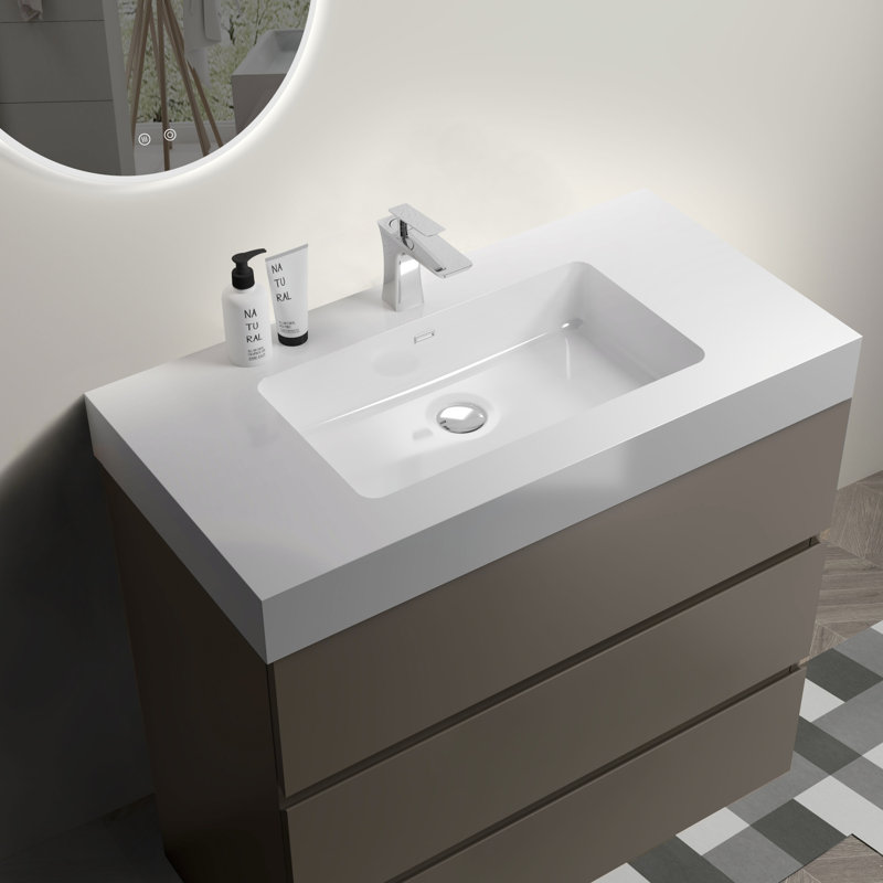 36" Bathroom Vanity With Sink, Large Storage Freestanding Bathroom Vanity, One-Piece Sink Basin Without Drain And Faucet, Pre-Assembled, Bathroom Vanity
