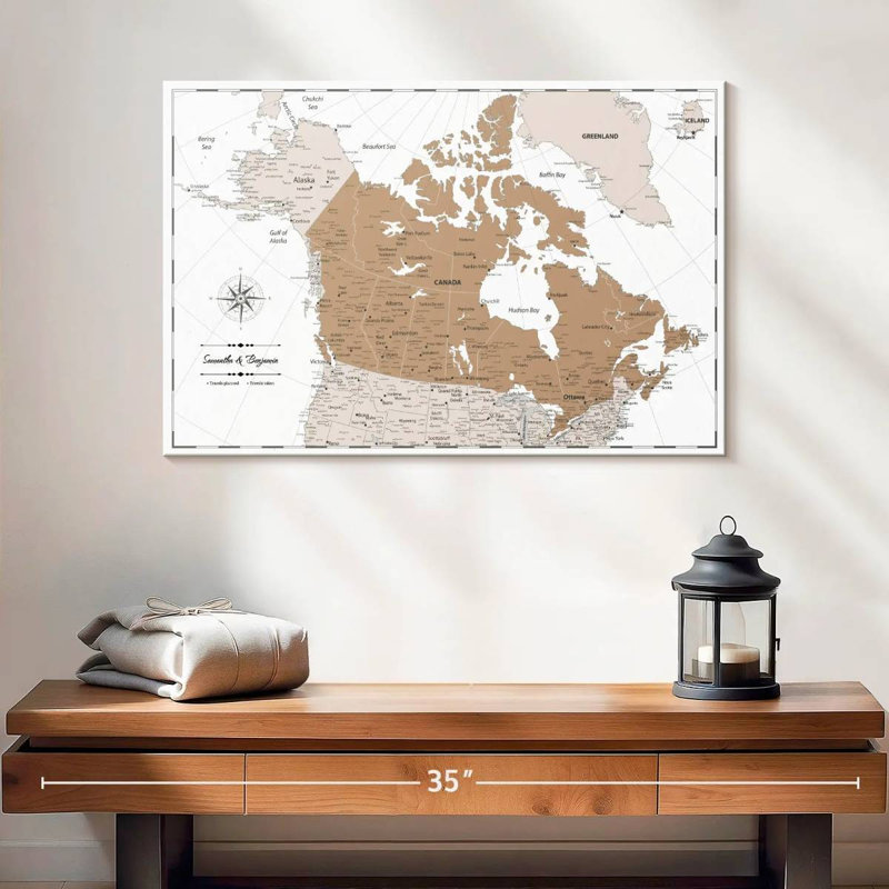Carte personnalisée du Canada avec punaise brune, H 16 po x l 24 po, Oui