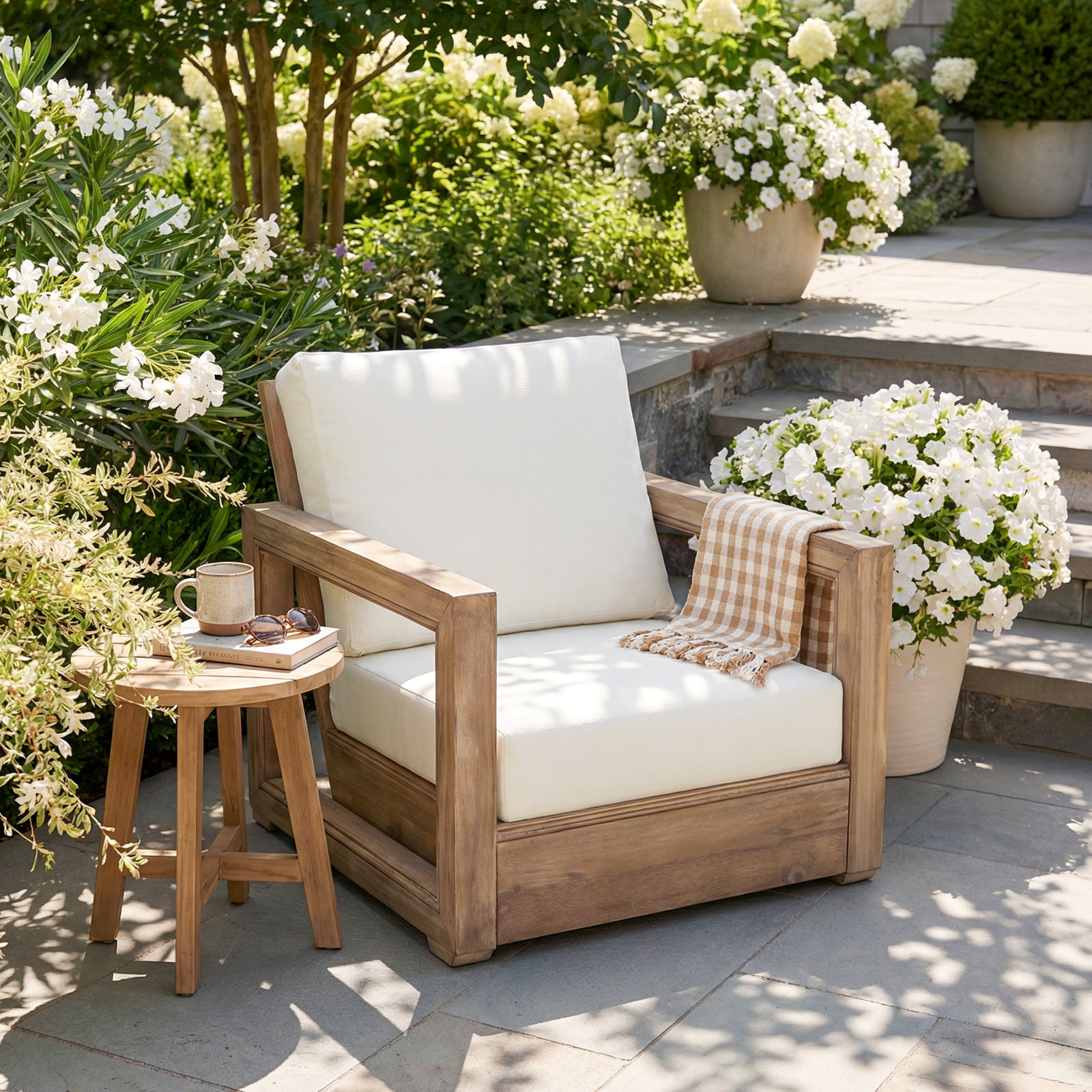 Donnie Acacia Outdoor Lounge Chair, Natural
