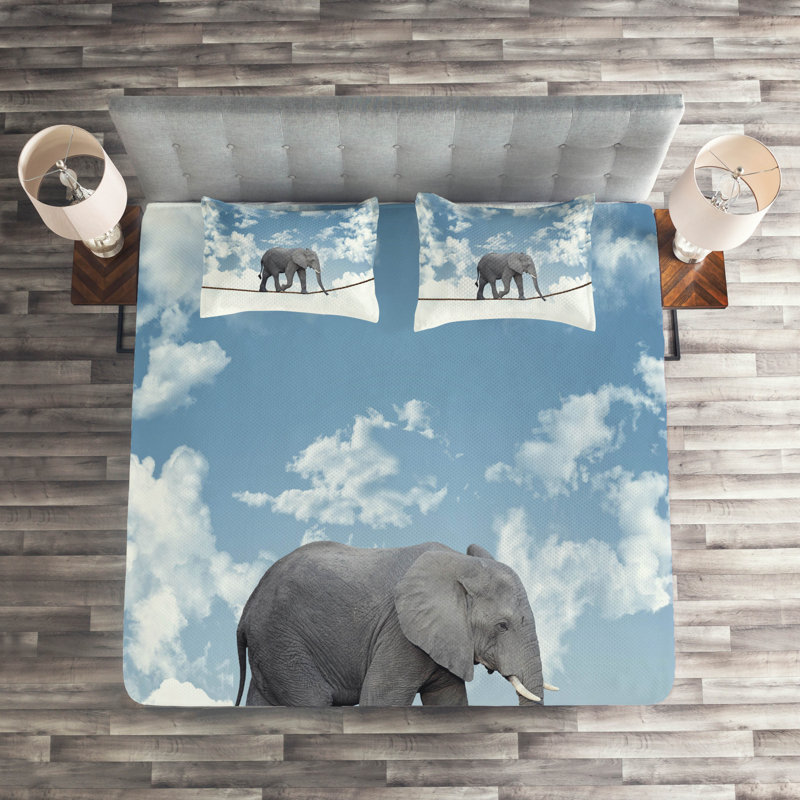 Elephant Eclectic Polyester Coverlet, Queen Bedspread + 2 Shams