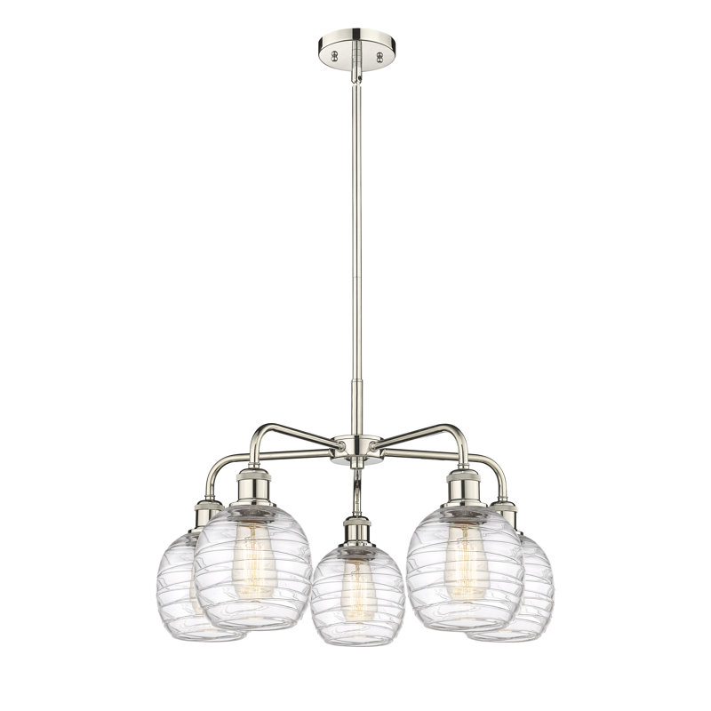 Lustre sphérique à 5 lumières Alve, Nickel poli