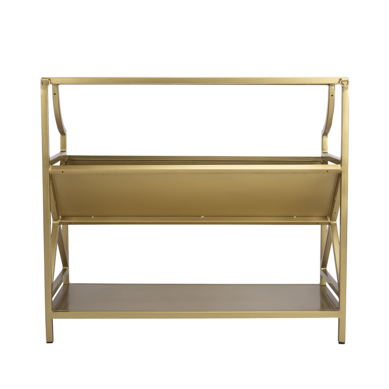 Keats Library 2 Tier 36"W Bookcase, Antique Gold