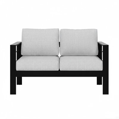 Structure extérieure en aluminium de 50 po toutes saisons, coussins gris et cadre noir, rouille pour toutes les conditions météorologiques avec coussins épais, facile à assembler et nécessitant peu d'entretien