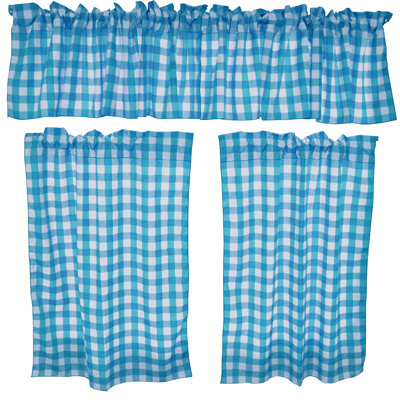 Ensemble de cantonnière en coton vichy 3 pièces
