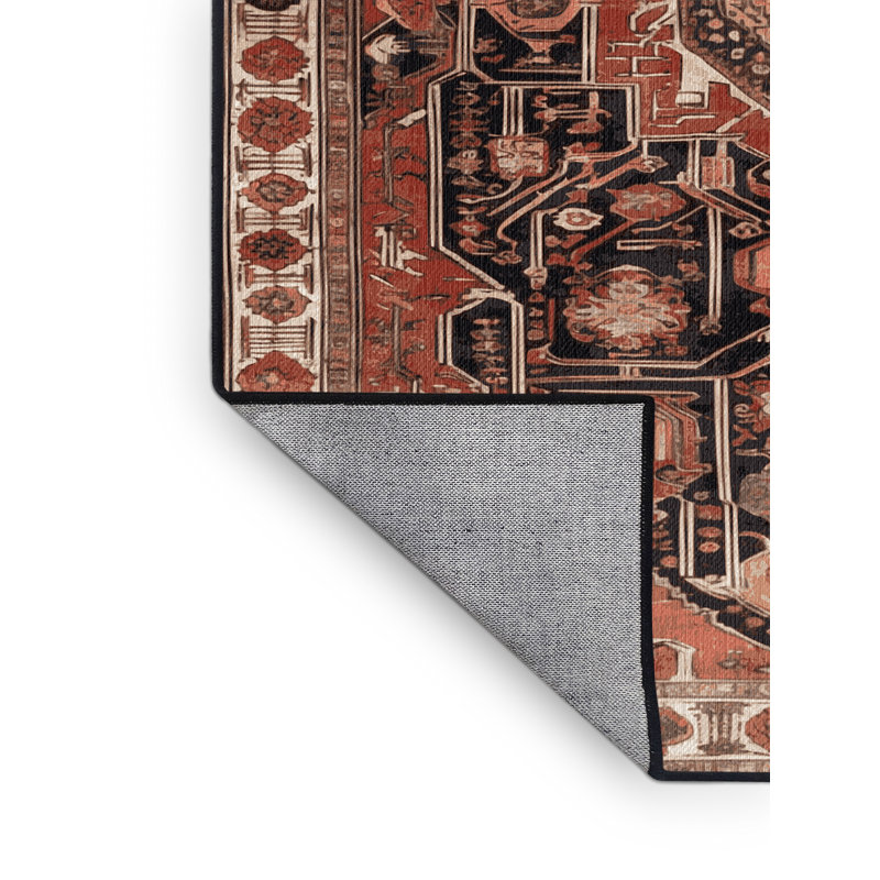 Tapis brun lavable à la machine, Rond 7 pi