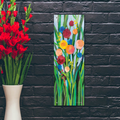  «Flowers In May 1» par Silvia Vassileva, art mural en verre acrylique, 12 po x 36 po