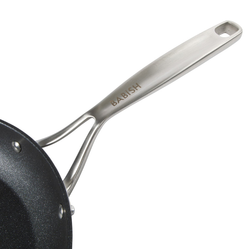 Babish 2 Piece 8 and 10 Inch Fry Pan Hard Anodized Titanium Forever Non Stick Technology Durable Frying Pans Set - Black
