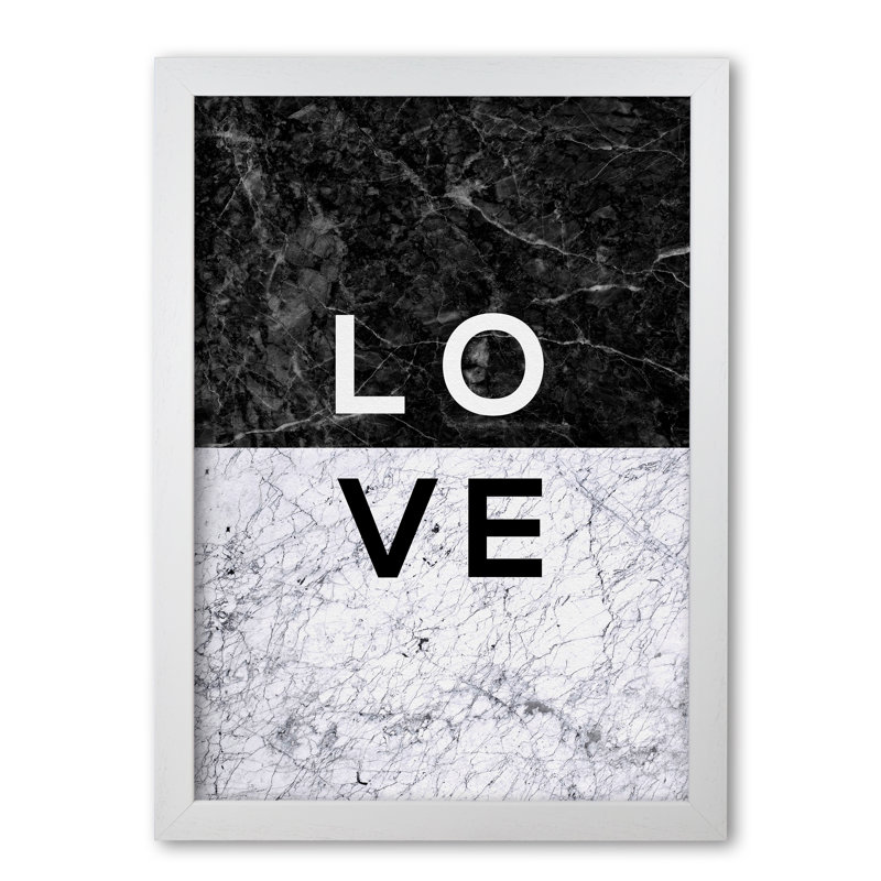 Love Marble - Print, 42 cm H x 30 cm W x 5 cm D, White Grain Frame