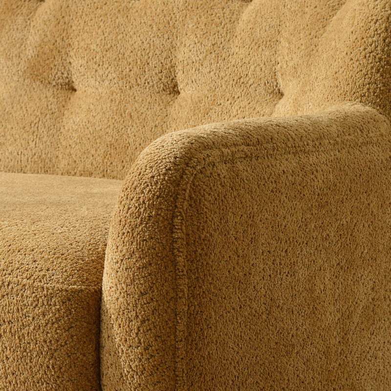 Causeuse en chenille 66 po Fae, Golden Ochre Textured Chenille