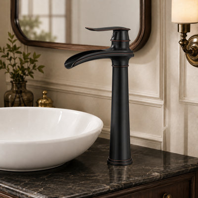 Vase cascade VanoFall bronze huilé à un trou, poignée simple avec bonde