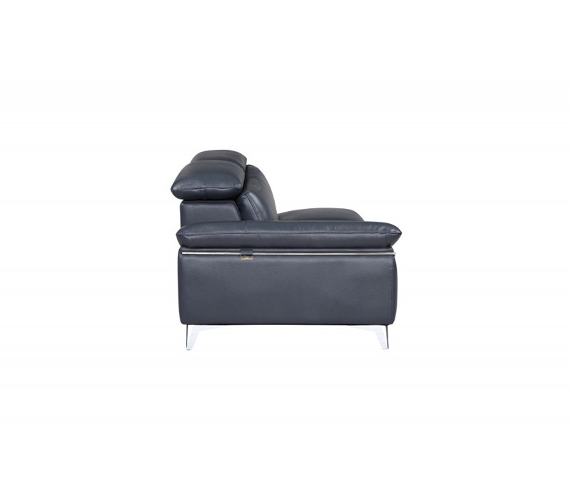 Navy Blue Italian Leather L Shaped Two Piece Sofa and Chaise Sectional Navy Blue Italian Leather L Shaped Two Piece Sofa and Chaise Sectional
