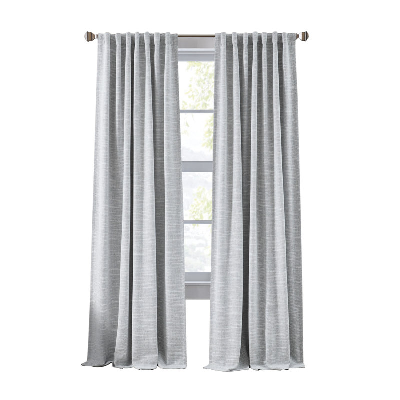 DKNY Bennett Blackout Grey Curtain Panel Pair (Set of 2), 50"" W x 84"" L