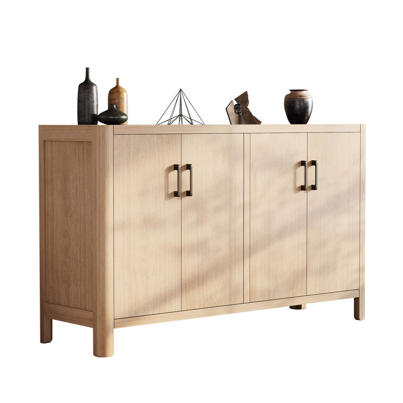 Armoire d'appoint 4 portes Starlight, buffet pour armoire de cuisine, Naturel