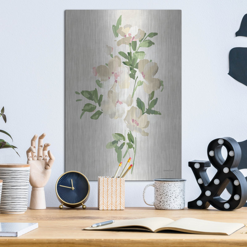 Art mural en métal Winston Porter «Impressionist Garden 2 Neutral» par Danhui Nai, H 16 po x l 12 po