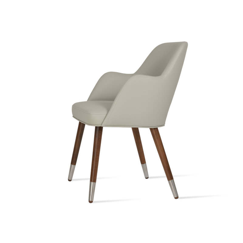 Chaise avec accoudoirs Marash, Noyer, Gris clair