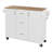 Rolling Kitchen Island With Storage, Kitchen Cart With Rubber Wood Top, 3 Drawer, 2 Slide-Out Shelf And Internal Storage Rack, Kitchen Island On Wheels With Spice Rack & Tower Rack-884720534