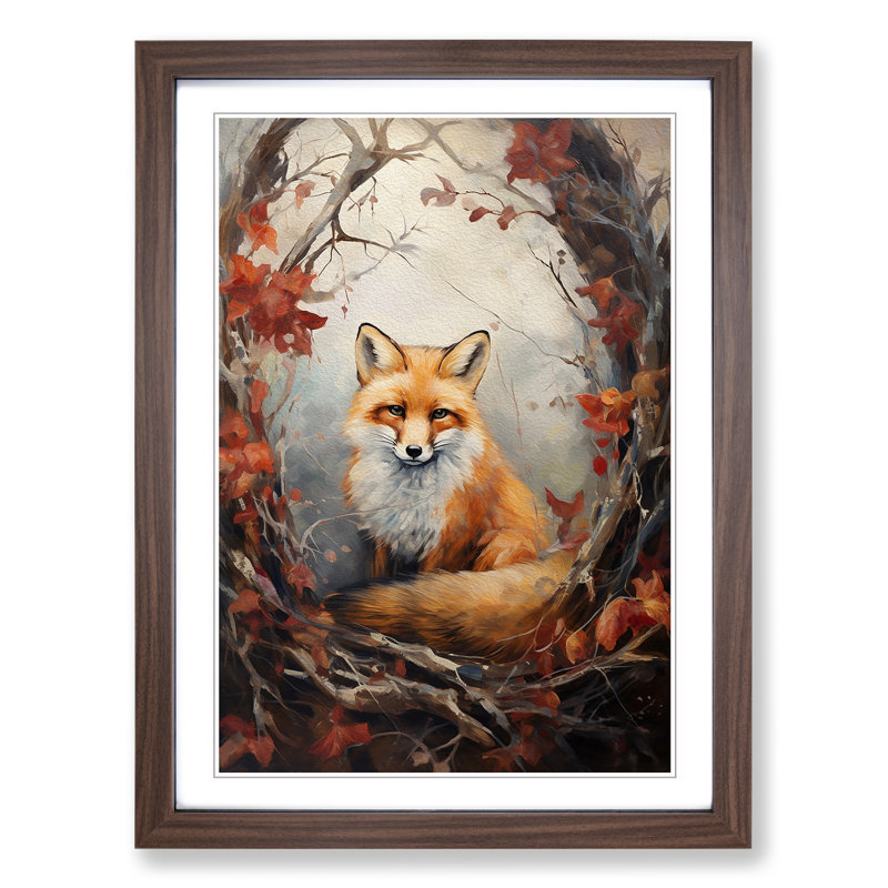 Single Picture Frame Print on Wood, 64cm H x 46cm W, Walnut Framed