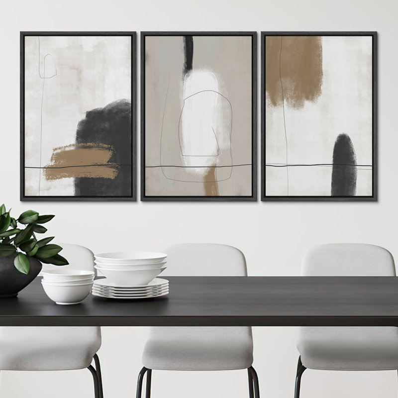 Grunge Brown Gray Paint Abstract Modern Rustic Nordic Home Decor - Framed Canvas Print Wall Art Work, 72" W x 36" H