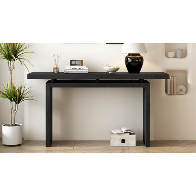 U_STYLE Console au placage de frêne de conception unique, de style simple et moderne, avec un plateau de table astucieux, convenant au vestibule, au couloir, au salon, au vestibule