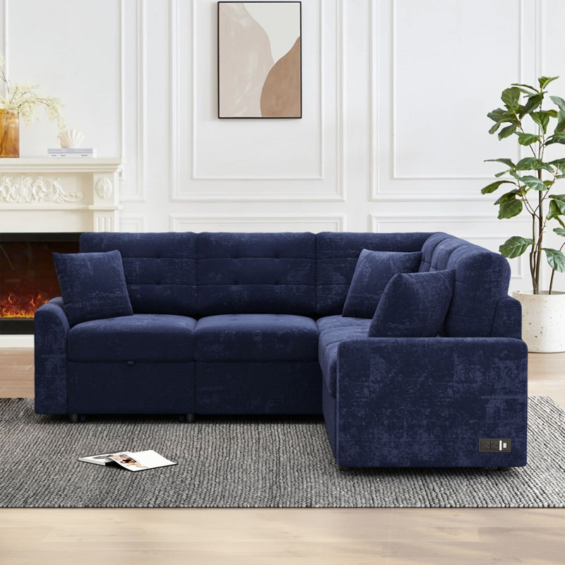 Evaa 82.6'' Velvet Sofa, Navy Velvet
