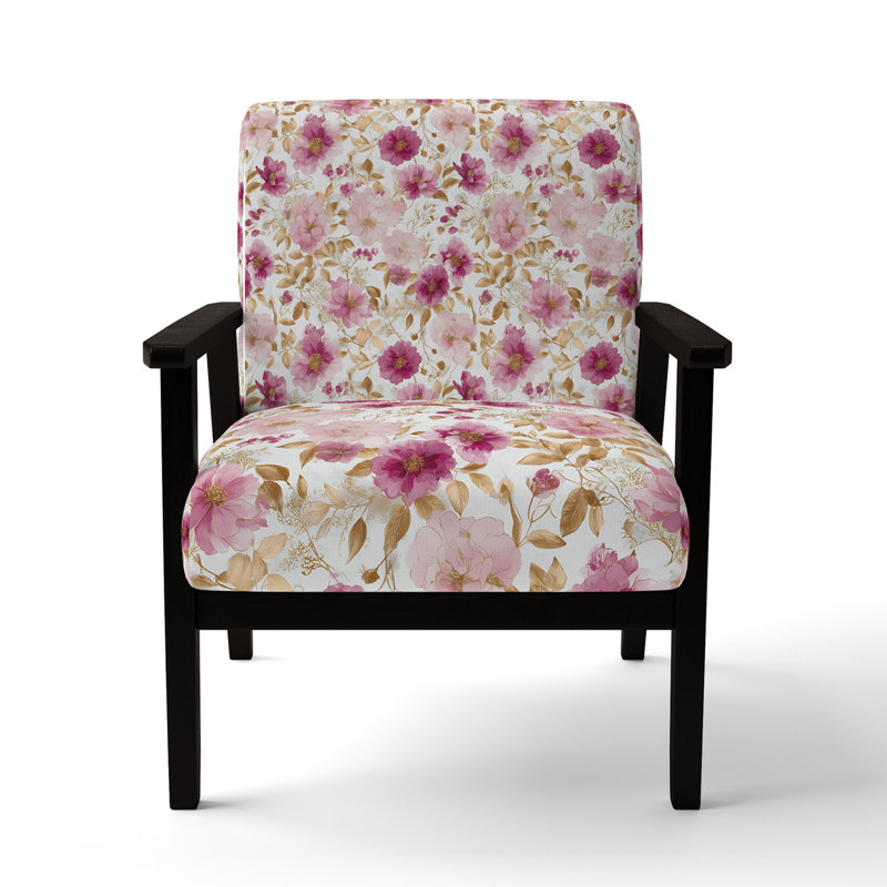 Chaise d'appoint Floral - fauteuil Whisper crème, Accoudoirs carrés noirs