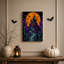 " Gothic Castle And Graveyard Under Orange Moon Halloween " Painting Print-1945013105