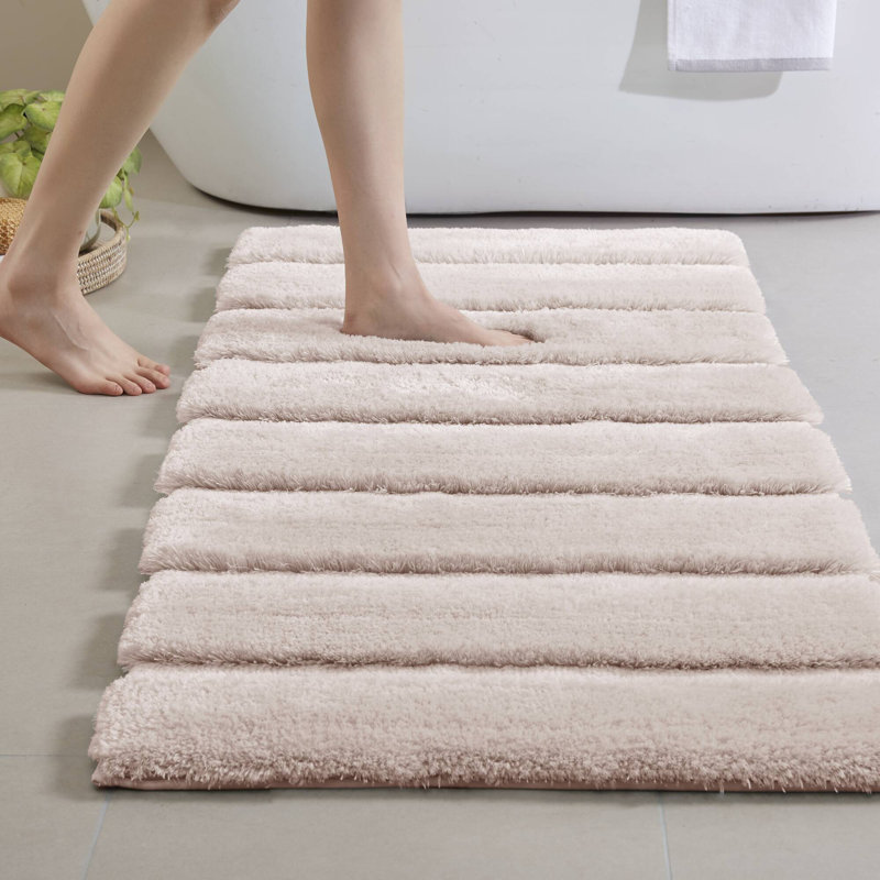 Tufted Pearl Channel Blush 1500 GSM Textured 24x58'' Bath Rug, Blush, 24" W x 58" L