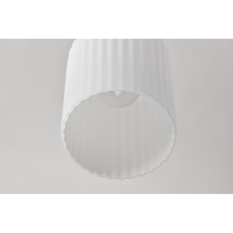 Stoffel - Pendant - Frosted Ribbed Glass, Natural Brass, 7.25" H x 5" W x 5" D