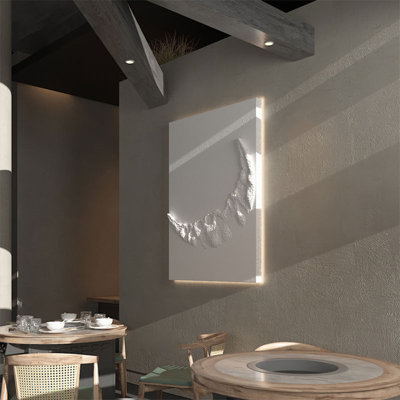 Three-dimensional sandstone moon-shaped background wall decorative painting hanging