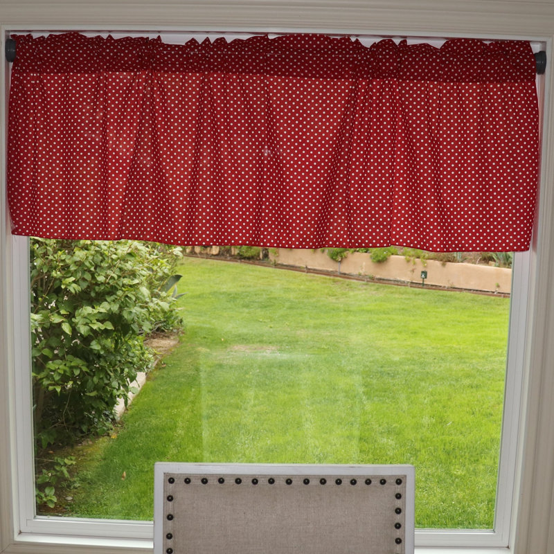 Cantonnière à mini pois, Blanc /Rouge, L 58 po x L 16 po