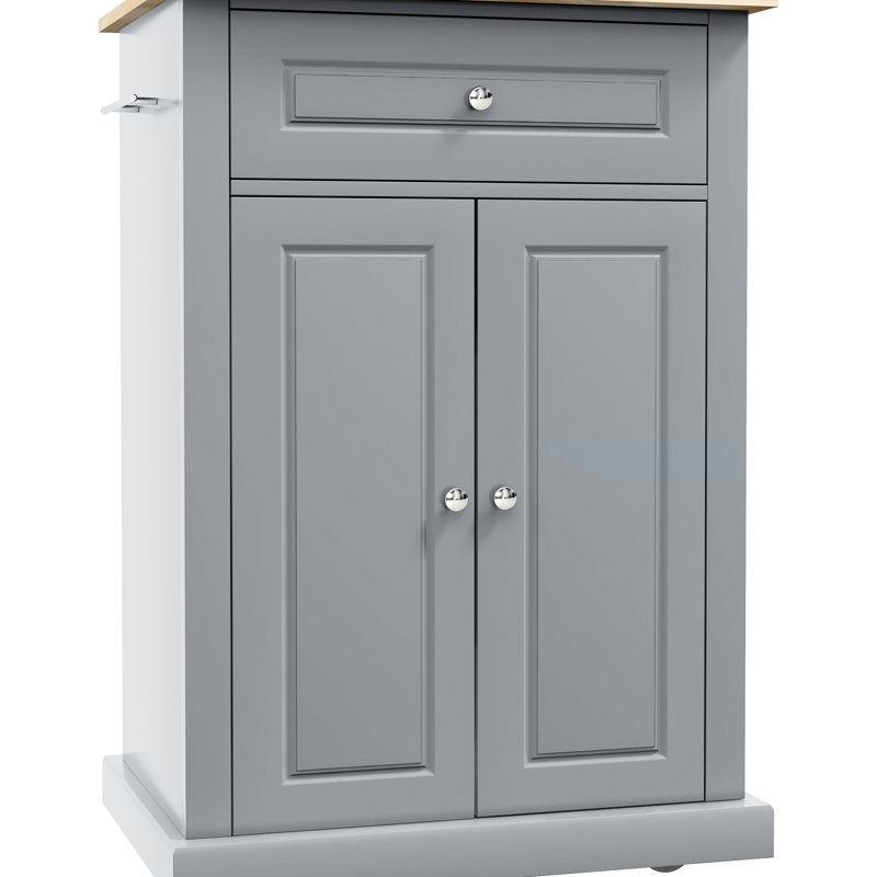 Grey Kitchen Island With Drawer, Adjustable Shelf, 2 Towel - Dazzlingly Portable Enchanting