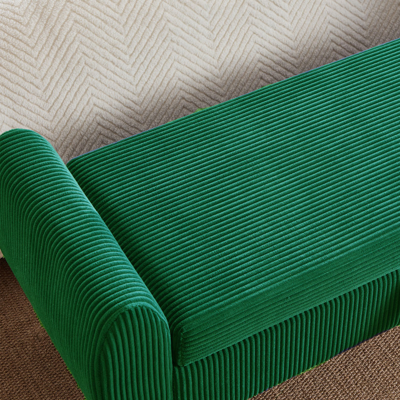 Banc de rangement rembourré à couvercle rabattable, Vert foncé, Vert foncé