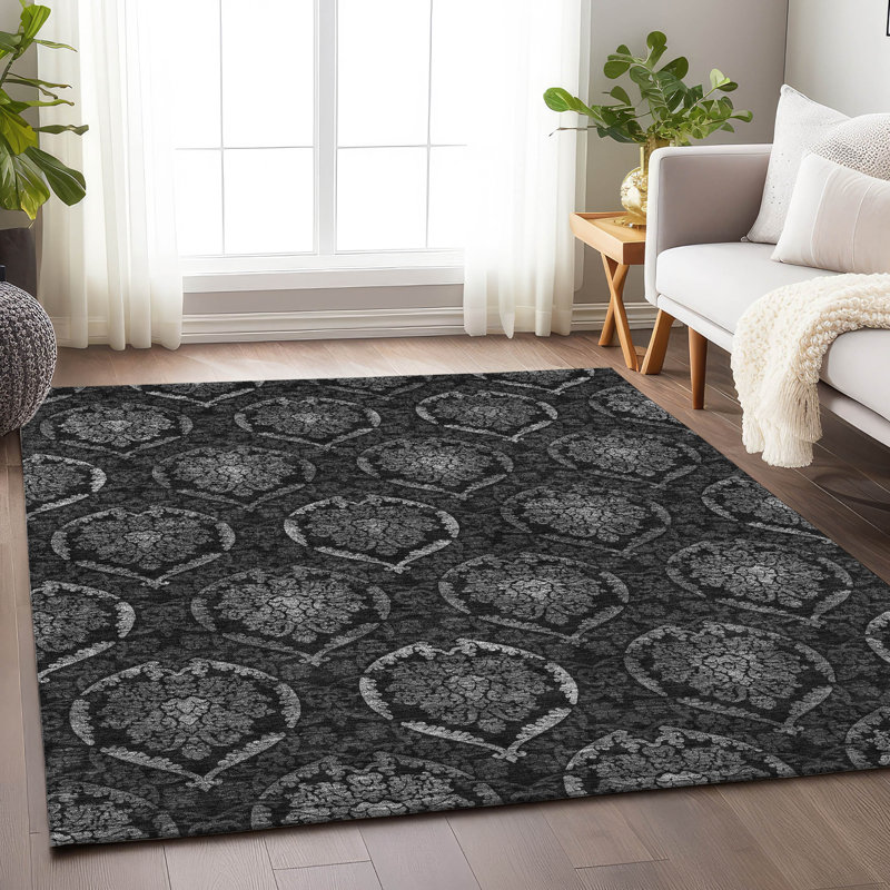 Premium Machine Washable Prisco Gray Rug, Rectangle 10' x 14'