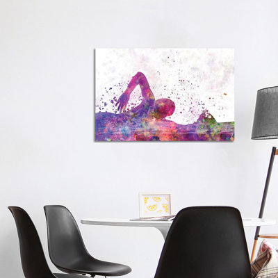 «Natation Silhouette I» par Paul Rommer - peinture sur toile tendue