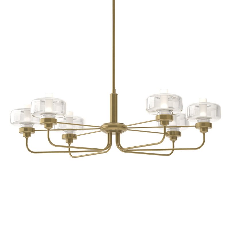 Nola 6 - Light Unique/Statement Classic/Traditional Chandelier, Clear Glass, Modern Brass, 18.3" - 60.3"