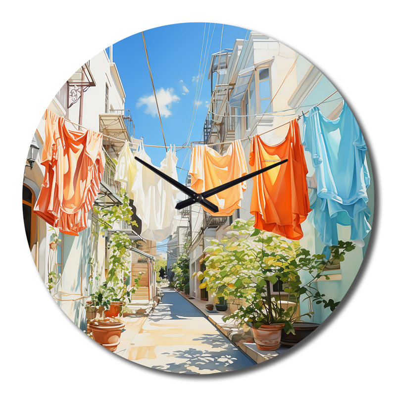 Horloge murale en métal «Laundry Day In Italy», Très grand