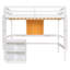 Structure de lit mezzanine en bois avec bureau et tableau d'écriture, lit mezzanine avec rangement-346272790-346272791