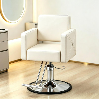 Hydraulic Salon Chair for Hair Stylist, PU Leather Styling Chair with 360° Rotation, Adjustable Height
