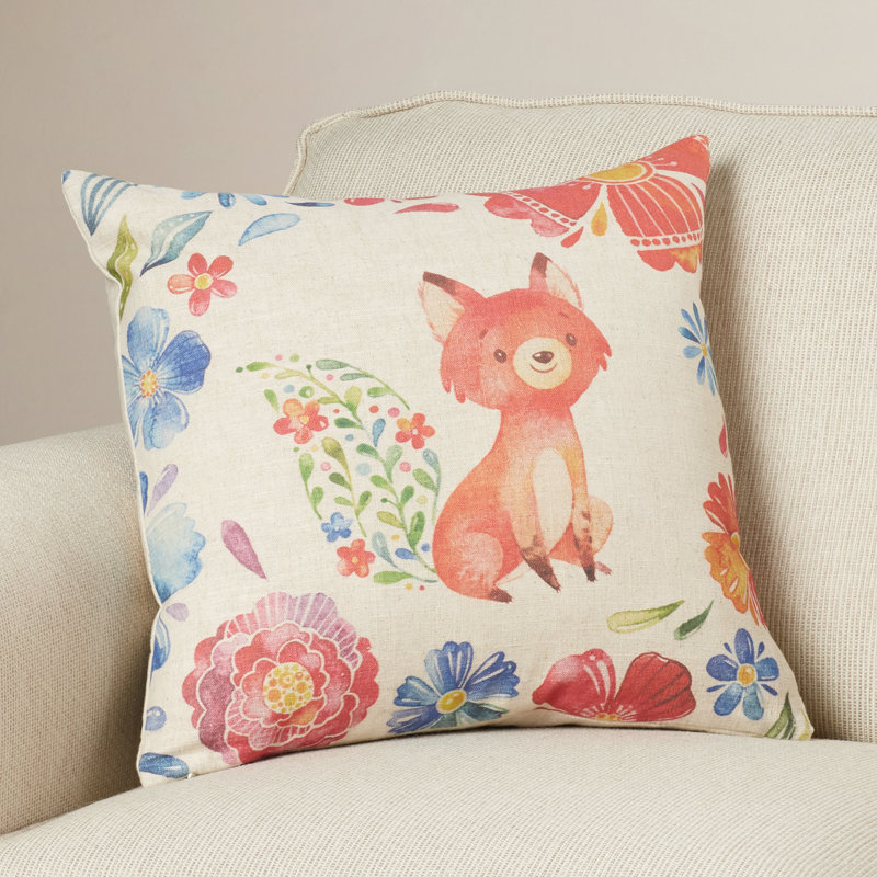 Floral Linen Reversible Throw Pillow