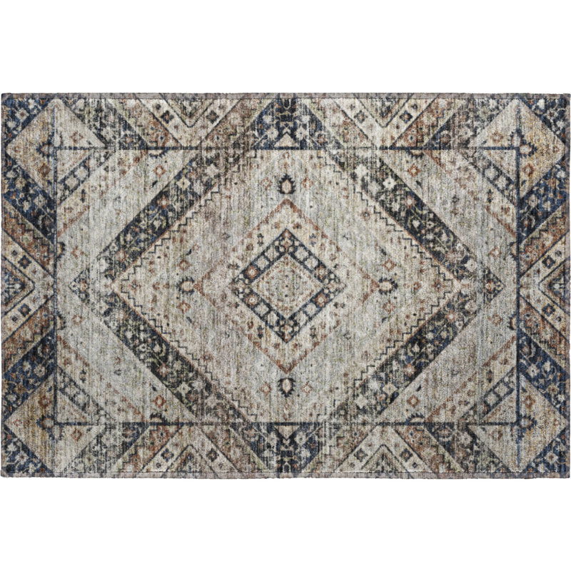 Premium Machine Washable Mayfield AMF2195 geometric Rug, 1'8" x 2'6", Black