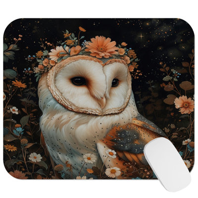 Animals William Morris Owl Pattern XVIII Cottage Gaming Cute Office Laptop Desk Pad Gift Mat Square Rectangle Non-Slip Mousepad