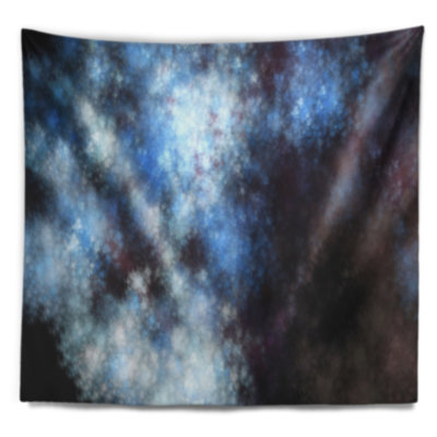 Tapisserie abstraite bleu blanc et ciel étoilé