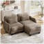 Causeuse en L Coffee Chenille avec coussin de taille et repose-pieds mobile Coffee