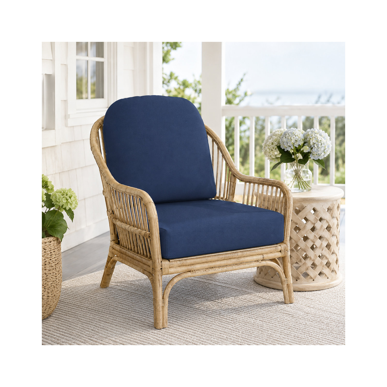 Amala Outdoor Sunbrella® Seat/Back Cushion, Canvas Navy Sunbrella® Canvas
