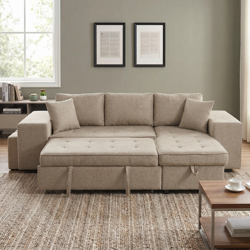 Canapé modulaire réversible en L 104,5 po Chenille, Beige