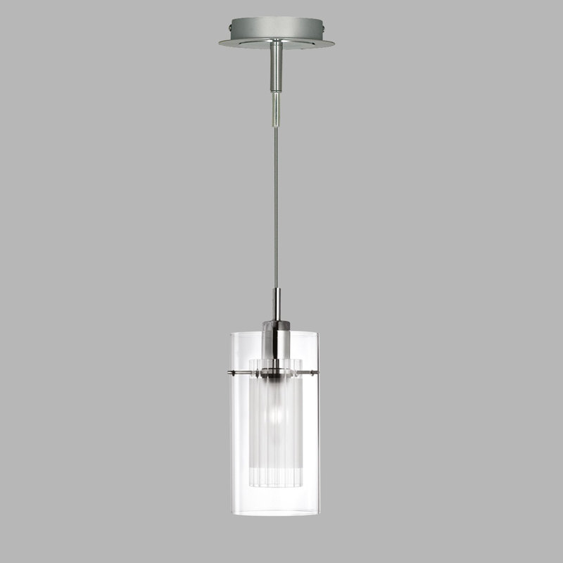 Basil 1 - Light Cylinder Pendant, Satin Silver